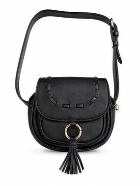 Lionel Handbags & Accessories Black Crossbody Bag Tassel Vegan Leather Gold